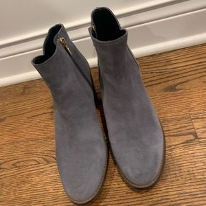 Lands’ End Blue Suede Ankle Boots Size 9